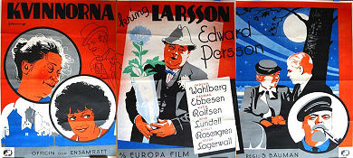 Kvinnorna kring Larsson 1934 poster Edvard Persson Dagmar Ebbesen Katie Rolfsen Eric Rohman art