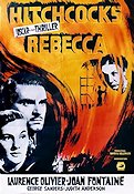 Rebecca 1940 movie poster Laurence Olivier Joan Fontaine Alfred Hitchcock