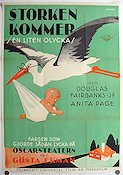 Storken kommer 1926 poster Douglas Fairbanks Jr Fåglar Barn Eric Rohman art