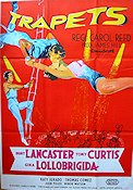 Trapeze 1956 movie poster Burt Lancaster Tony Curtis Gina Lollobrigida Carol Reed Circus