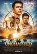 Uncharted 2022 poster Tom Holland Mark Wahlberg Antonio Banderas Ruben Fleischer