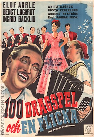 100 dragspel och en flicka 1946 movie poster Elof Ahrle Ingrid Backlin Ragnar Frisk Instruments