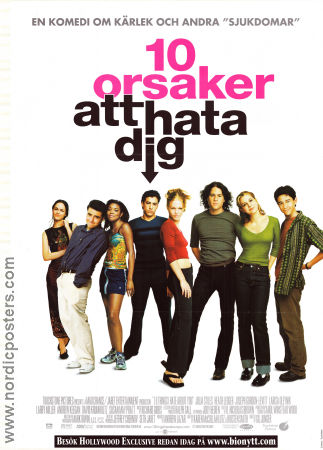 10 orsaker att hata dig 1999 poster Heath Ledger Julia Stiles Joseph Gordon-Levitt Gil Junger