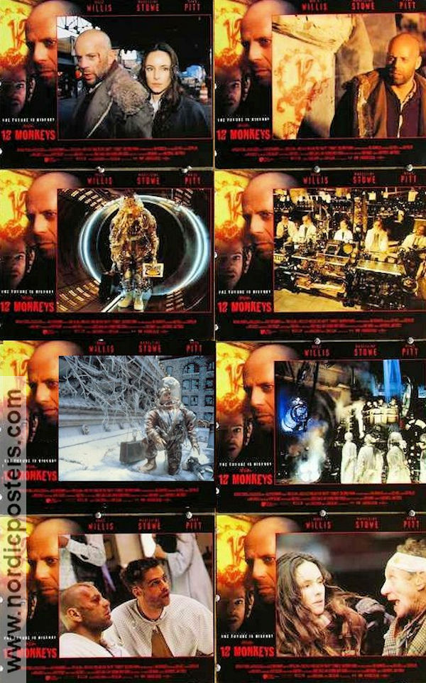 12 Monkeys 1995 lobby card set Bruce Willis Brad Pitt Madeleine Stowe Terry Gilliam