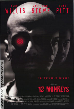 12 Monkeys 1995 movie poster Bruce Willis Brad Pitt Madeleine Stowe Terry Gilliam