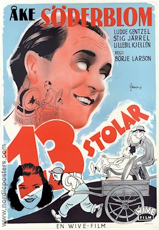 13 stolar 1945 movie poster Åke Söderblom Ludde Gentzel Lillebil Kjellen Börje Larsson Eric Rohman art