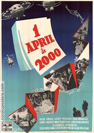 1. April 2000 1952 movie poster Hilde Krahl Josef Meinrad Waltraut Haas Wolfgang Liebeneiner Country: Austria Spaceships Robots