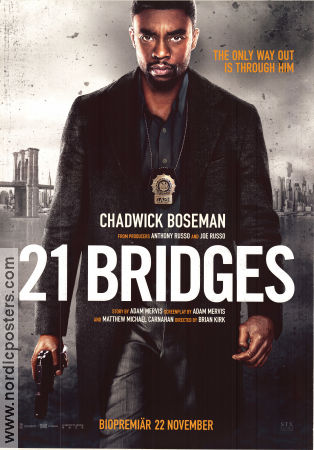 21 Bridges 2019 movie poster Chadwick Boseman Sienna Miller JK Simmons Brian Kirk Police and thieves