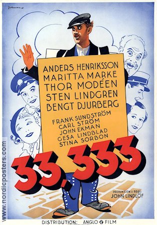 33333 1936 movie poster Anders Henrikson Thor Modéen Maritta Marke
