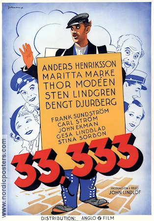 33333 1936 movie poster Anders Henrikson Thor Modéen Maritta Marke