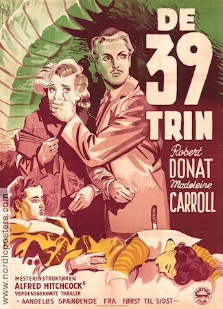 The 39 Steps 1935 movie poster Robert Donat Madeleine Carroll Alfred Hitchcock