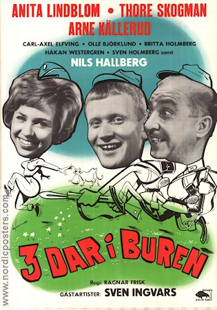 3 dar i buren 1963 movie poster Anita Lindblom Thore Skogman Arne Källerud Sven Ingvars Ragnar Frisk