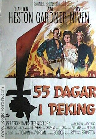 55 Days at Peking 1963 movie poster Charlton Heston Ava Gardner David Niven Nicholas Ray Asia