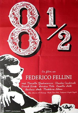 8 1-2 1963 movie poster Marcello Mastroianni Claudia Cardinale Anouk Aimée Federico Fellini