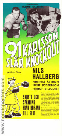 91 Karlsson slår Knockout 1957 movie poster Nils Hallberg Minimal Åström Irene Söderblom Ingemar Johansson Gösta Lewin Boxing From comics