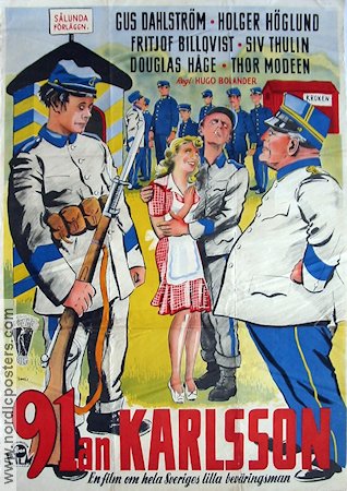 91:an Karlsson 1946 movie poster Gus Dahlström Holger Höglund Thor Modéen Fritiof Billquist Siv Thulin Hugo Bolander From comics