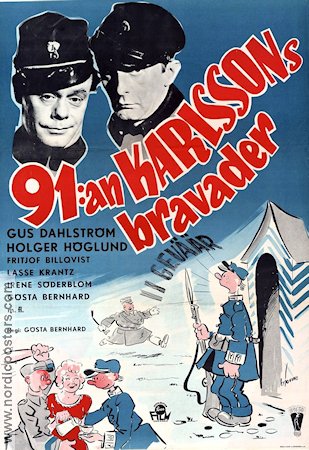 91:an Karlssons bravader 1951 movie poster Gus Dahlström Holger Höglund Fritiof Billquist Gösta Bernhard