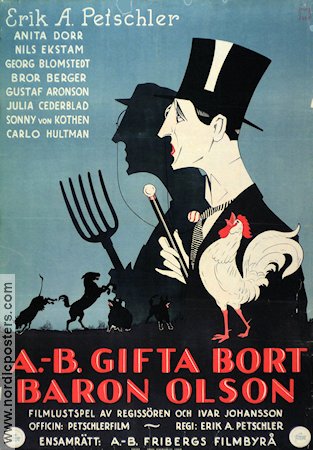 AB gifta bort baron Olson 1928 movie poster Bror Berger Erik A Petschler
