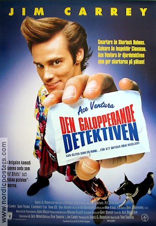 Ace Ventura: Pet Detective 1994 movie poster Jim Carrey Courteney Cox Sean Young Tone Loc Dan Marino Tom Shadyac Dogs
