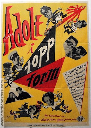 Adolf i toppform 1952 movie poster Adolf Jahr Nils Poppe Fire