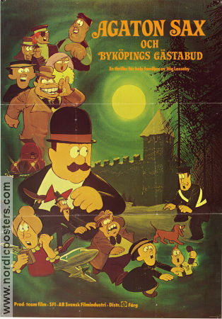 Agaton Sax och Byköpings Gästabud 1976 movie poster Stig Lasseby Jan Gissberg Animation From comics