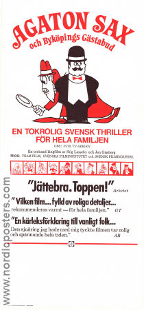 Agaton Sax och Byköpings Gästabud 1976 movie poster Stig Lasseby Jan Gissberg Animation From comics