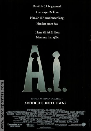 A.I. Artificial Intelligence 2001 movie poster Haley Joel Osment Jude Law Frances O´Connor Steven Spielberg Kids