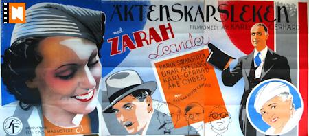 Äktenskapsleken 1935 movie poster Zarah Leander Karl Gerhard Karin Swanström Ragnar Hyltén-Cavallius Eric Rohman art Find more: Large poster