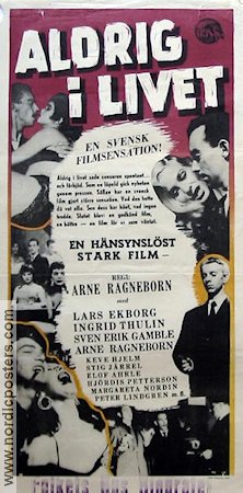 Aldrig i livet 1957 movie poster Lars Ekborg Ingrid Thulin Sven-Eric Gamble Arne Ragneborn