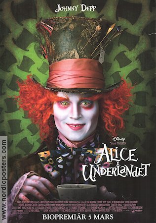 Alice in Wonderland 2010 movie poster Johnny Depp Mia Wasikowska Helena Bonham Carter Tim Burton 3-D