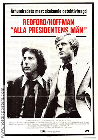 All the Presidents Men 1976 movie poster Robert Redford Dustin Hoffman Alan J Pakula Politics