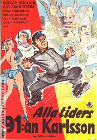 Alla tiders 91:an Karlsson 1953 movie poster Holger Höglund Gus Dahlström Irene Söderblom Gösta Bernhard From comics