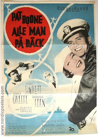 All Hands on Deck 1961 movie poster Pat Boone Dennis O´Keefe Barbara Eden Ships and navy