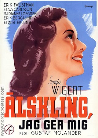 Älskling jag ger mig 1943 movie poster Sonja Wigert Eric Rohman art