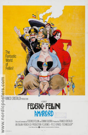 Amarcord 1973 movie poster Magali Noel Bruno Zanin Pupella Maggio Federico Fellini Find more: Large poster