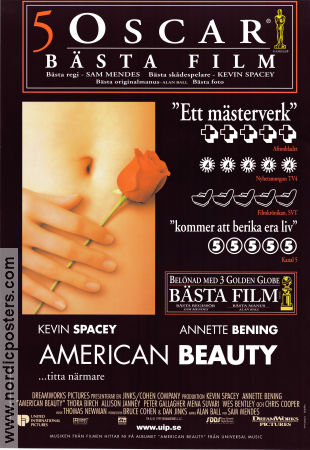 American Beauty 1999 movie poster Kevin Spacey Annette Bening Thora Birch Sam Mendes