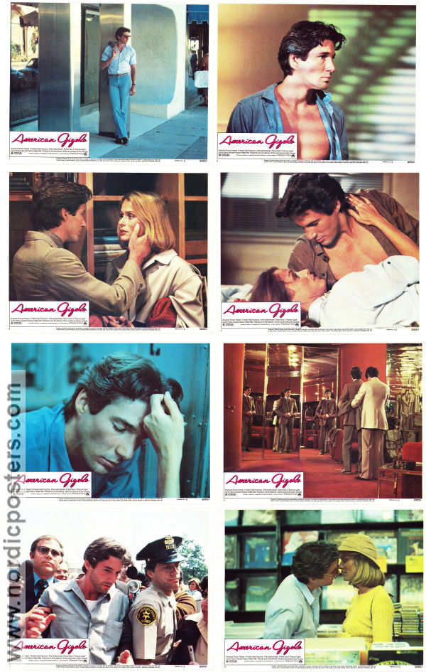 American Gigolo 1980 lobbykort Richard Gere Lauren Hutton Hector Elizondo Paul Schrader Romantik