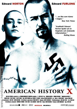 American History X 1998 movie poster Edward Norton Edward Furlong Beverly D´Angelo Tony Kaye Find more: Nazi Politics