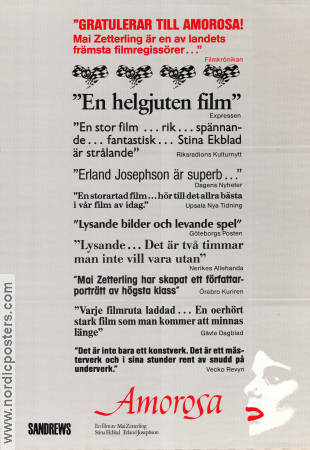 Amorosa 1986 movie poster Stina Ekblad Erland Josephson Philip Zandén Mai Zetterling