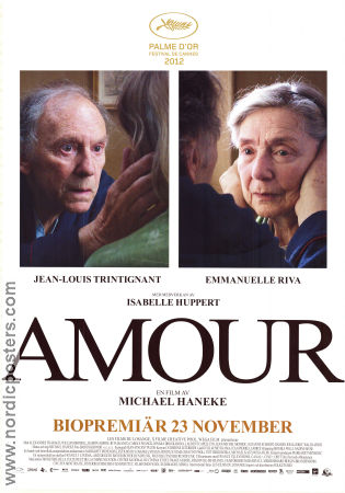 Amour 2012 movie poster Jean-Louis Trintignant Emmanuelle Riva Isabelle Huppert Michael Haneke