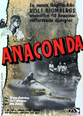 Anaconda 1954 movie poster Rolf Blomberg Torgny Anderberg Snakes Documentaries