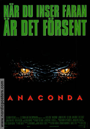 Anaconda 1997 movie poster Jon Voigh Jennifer Lopez Luis Llosa Snakes