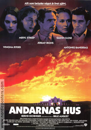 Andarnas hus 1993 poster Meryl Streep Jeremy Irons Antonio Banderas Bille August