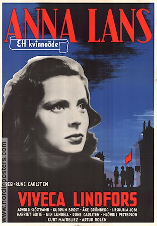 Anna Lans 1943 poster Viveca Lindfors Arnold Sjöstrand Gudrun Brost Åke Grönberg Harriet Bosse Rune Carlsten