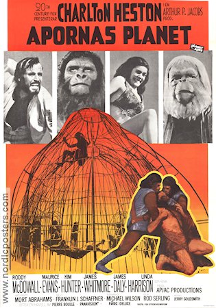 Planet of the Apes 1968 movie poster Charlton Heston Roddy McDowall Kim Hunter Franklin J Schaffner