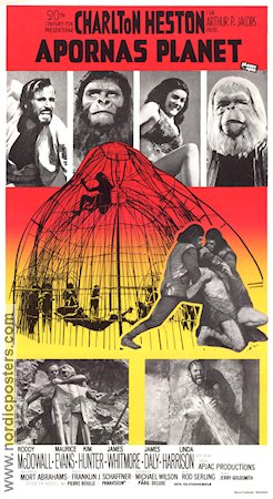 Planet of the Apes 1968 movie poster Charlton Heston Roddy McDowall Kim Hunter Franklin J Schaffner