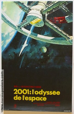 2001: A Space Odyssey 1968 movie poster Keir Dullea Gary Lockwood William Sylvester Stanley Kubrick Writer: Arthur C Clarke Cult movies Spaceships