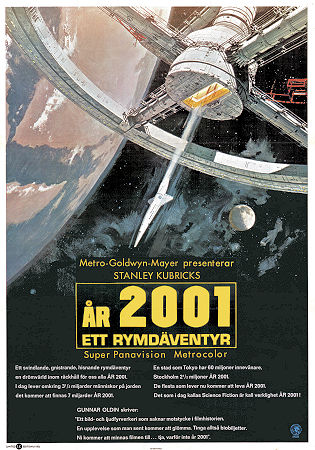 2001: A Space Odyssey 1968 movie poster Keir Dullea Gary Lockwood William Sylvester Stanley Kubrick Writer: Arthur C Clarke Cult movies Spaceships