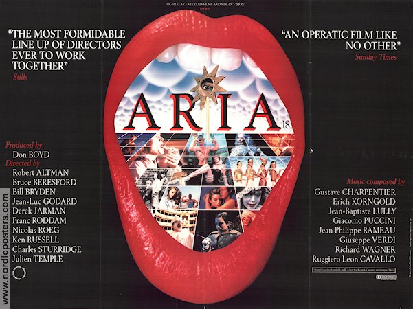 Aria 1987 movie poster John Hurt Theresa Russell Robert Altman