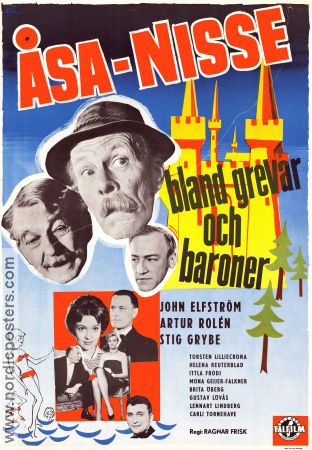 Åsa-Nisse bland grevar och baroner 1961 movie poster John Elfström Artur Rolén Stig Grybe Carli Tornehave Ragnar Frisk Find more: Åsa-Nisse